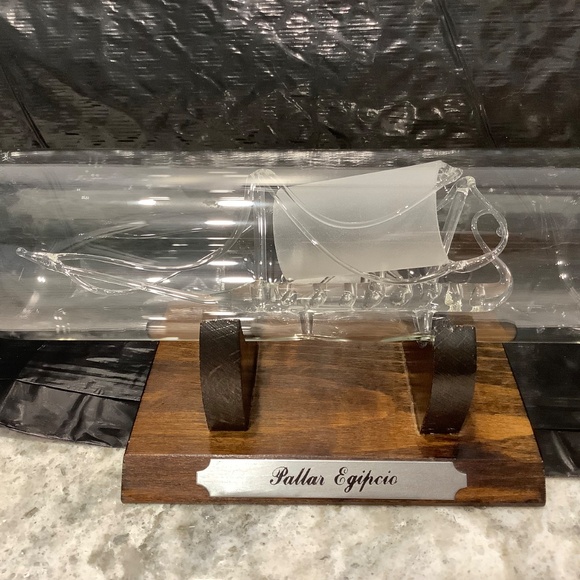 Hand Blown Mayflower Glass Collection Ship in a Bottle Pillar Egipcio - Picture 2 of 5